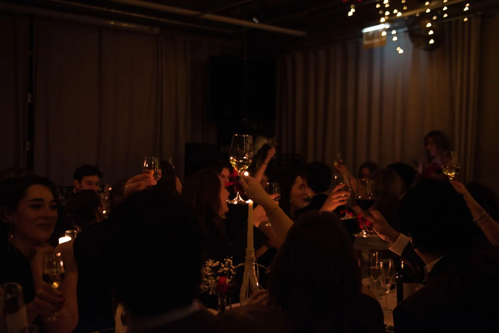 Birthday dinner at long tables at Borisov Amsterdam
