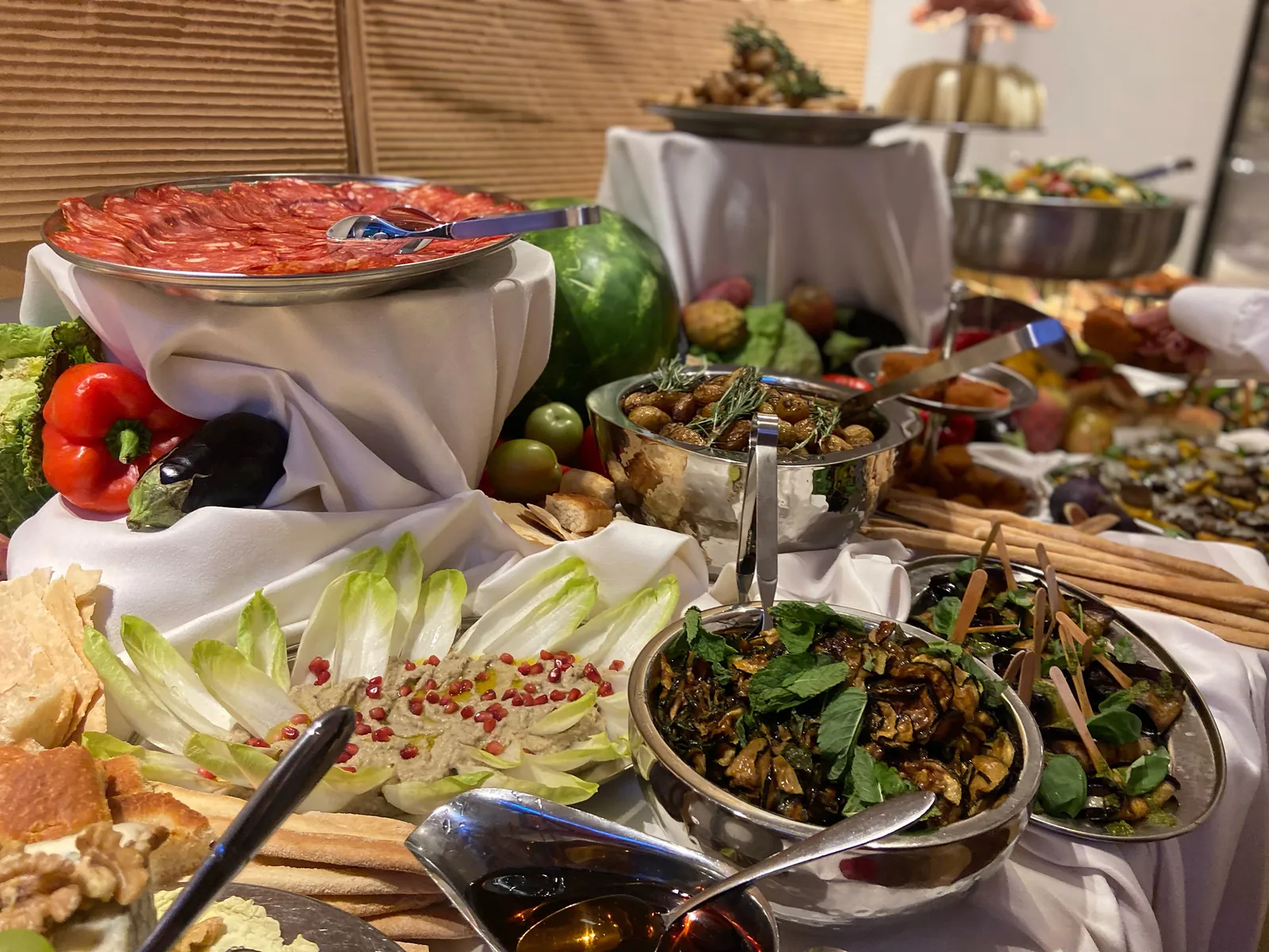 Charcuterie, endive with babaganoush and grilled vegetables, House of Catering